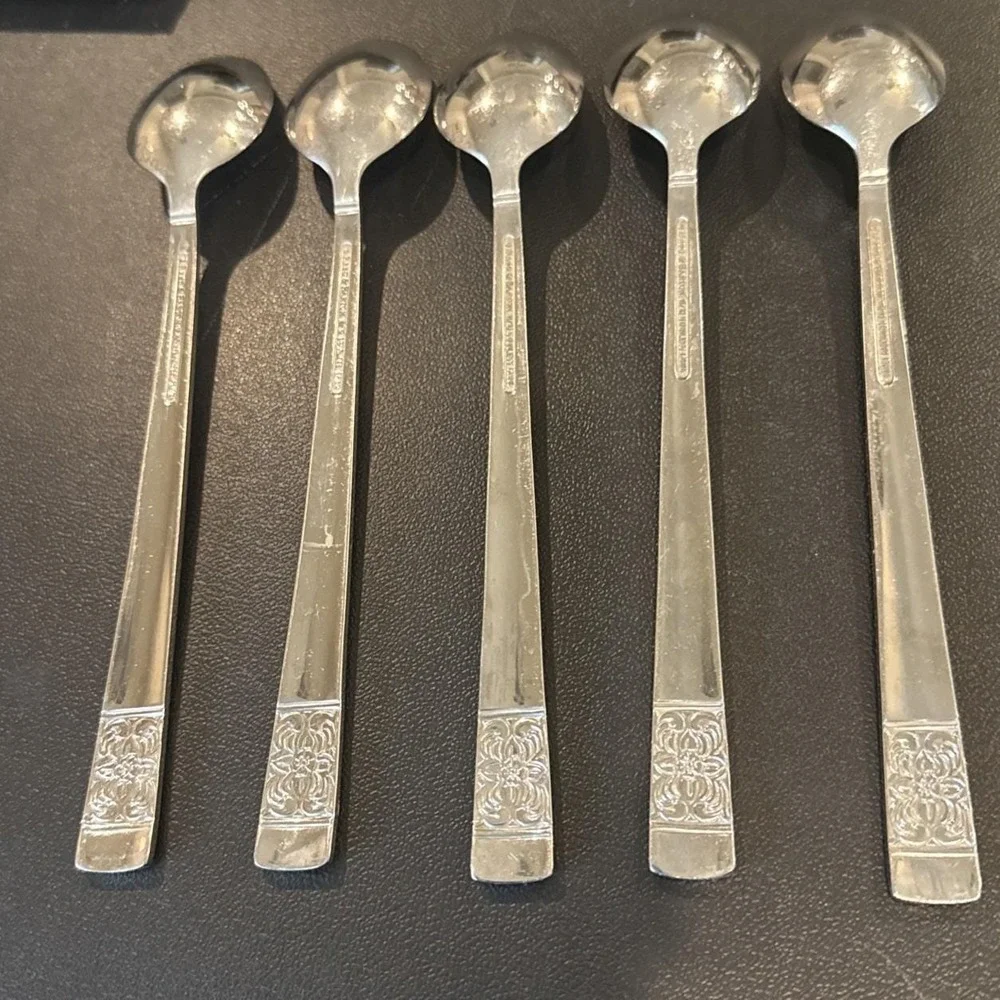 Reed Barton Harvest Bouquet Ice Tea Spoon Set Of 5‎ Flatware Stainless Steel